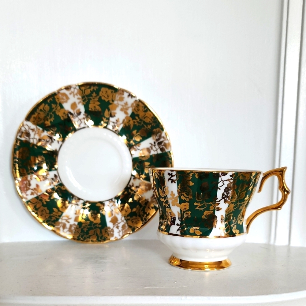 Vintage Royal Windsor Bone China Teacup & Saucer 1950's England